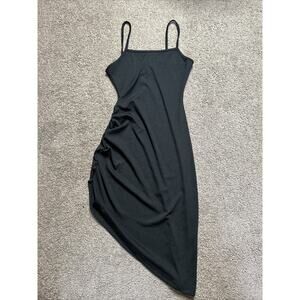 Women’s Size Small Shein Black Ribbed Asymmetrical Tank Dress